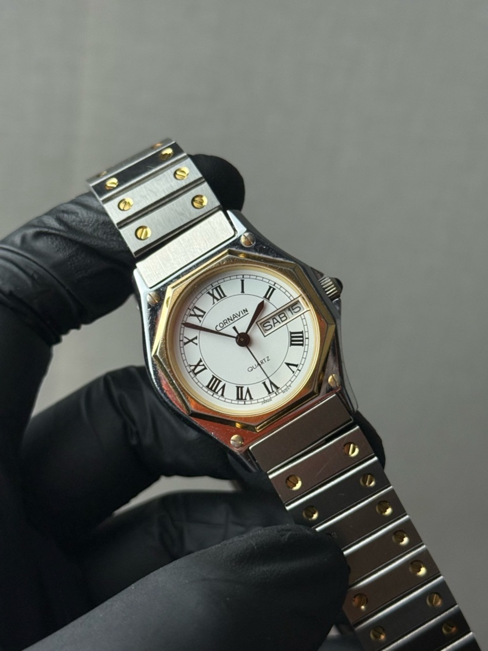 Vintage 1990s Cornavin Pentaflex Octagon Watch - Santos Homage
